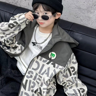 Boys' Coat Autumn 2024 New Style Boys' Middle and Large Children's Letter Handsome Children's Korean Style Western Style Spring and Autumn Rusk Clothes