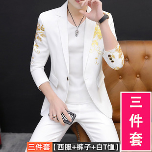 New Trendy Men's Suits for Teenagers 2025 Korean Style Suits Stylish Performance Outfits Hairstylist Spring and Autumn