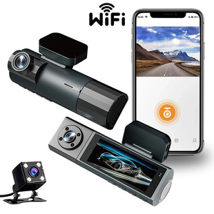 New best selling 1080P three-recording driving recorder WiFi connection HD night vision wide-angle reversing image wholesale