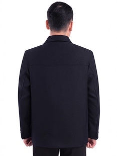 New Middle-aged and Elderly Men's Coat for Spring and Autumn Thick Casual Top Button Lasel Jacket for Dad