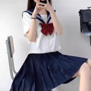 Japanese Style Three Jk Skirt New Preppy Style Short-Sleeved Sailor Suit Female Soft Girl Student Wear Pleated Skirt Uniform Skirt Suit