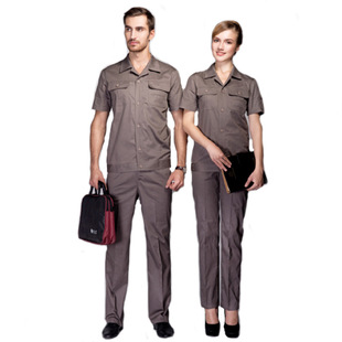 Thin CVC cotton yarn oblique long short sleeve tooling construction men's and women's labor protection clothing workshop army green overalls printed wholesale