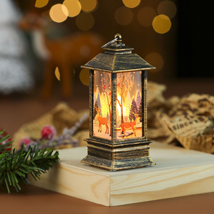 Cross-border Christmas color printing wind lamp night light for the elderly snowman decoration candle lamp desktop ornaments Christmas decorations