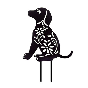 dog Yard Art black acrylic Hollow dog garden decorative floor insert