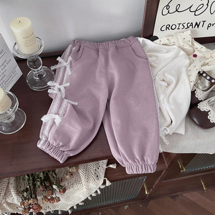 [in stock] QK249771 girls pants 2024 autumn new bow pants