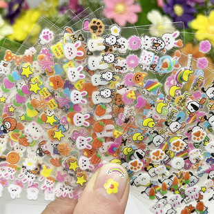 Children's Luminous Nail Stickers Little Girl Cartoon Bunny Animal Flower Pattern Waterproof Nail Art Stickers Baby Toys