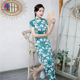 Wanxing Cheongsam, новая летняя женская одежда в китайском стиле ретро, длинное платье с цветочным принтом для молодых людей