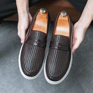 2024 woven pattern men's shoes set foot manufacturers a generation of foreign trade plus size Europe and the United States men's business shoes 39-47