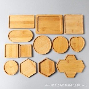 Bamboo tea cup pad round rectangular shaped tray bamboo and wood multi-specification tea cup pad DIY coaster can be printed logo