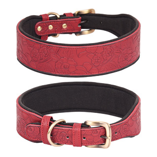 Space Cotton Dog Collar Leather Embossed Pet Collar Medium and Large Retro Style Dog Collar Amazon Hot Sale
