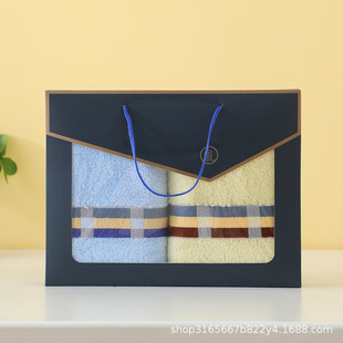 Manufacturer's Ready-Made Gift Box Towel Household Soft Face Towel Plain Satin Pure Cotton Towel Return Gift Welfare Can Be Printed L