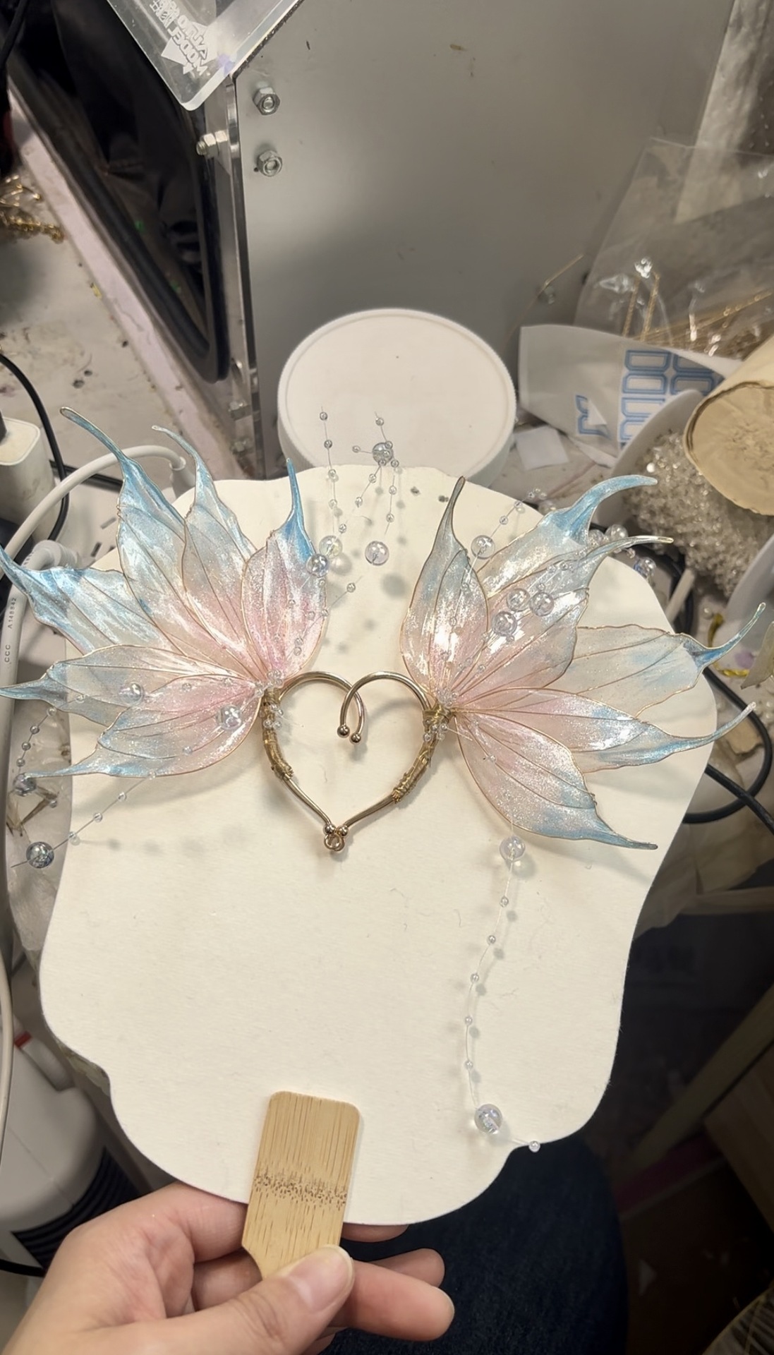 Super Fairy-Style Pearl Long Tassel Ear Hangings, Sweet Princess Earrings, Bubble Beads, Flower Liquid, Fairy Ears, Mermaid Princess