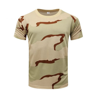 2023 Summer Camouflage Quick-drying T-shirt Desert Python Pattern Unisex Physical Fitness Half-sleeve Four-color Camouflage Half-sleeve Military Training T-shirt