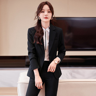Gray suit suit women's spring and autumn business wear college student interview formal wear work clothes elegant slim suit jacket