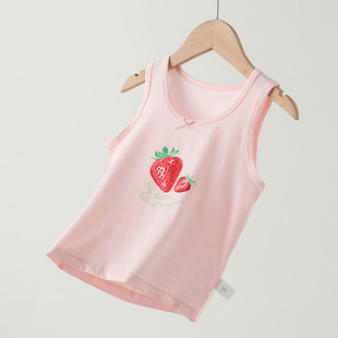 Girls' Hurdle Vest Baby's Sleeveless T-Shirt Round Neck Base Top Girls' Underwear Inner Strap Children's Wear A
