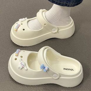 Mary Jane Women's Summer Outer Wear Soft Thick-Soled 2024 New Eva Clogs Non-Slip Non-Smell Toe-Cap Half-Slip Sandals
