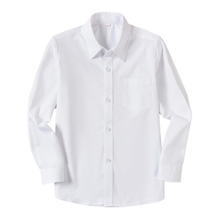 Children's White Shirt Boys' Long Sleeve Bamboo Fiber Spring and Autumn School Uniform for Primary School Students