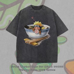 One hot stamping fashion round neck short sleeve T-shirt Amazon independent station washing old men's and women's foreign trade four seasons