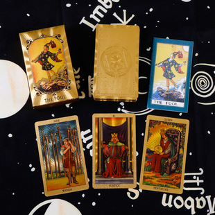 Gold foil Tarot color card plastic PET waterproof plastic foreign trade gold foil Tarot board game card in stock supply