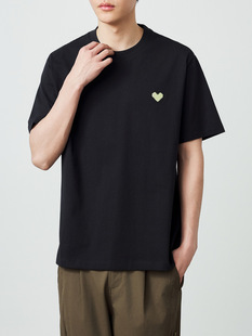 Mo Maike simple love embroidered short sleeve men's 2024 Summer new round neck cool sense men's couple T-shirt 71272