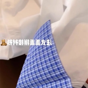 White Lapel Lazy Style Long-sleeved Shirt for Men and Women Spring and Spring Hong Kong Style Retro Stitching Loose Casual Polo Collar Shirt