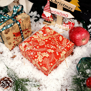 Amazon Christmas Retro Kraft Paper Wrapping Paper Cross Border Birthday Gift Wrapping Paper Wholesale Bookskin Paper
