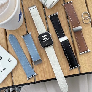 Suitable for apple watch89/Ultra Apple Watch iwatch10/SE Litchi Pattern Leather Magnetic Buckle