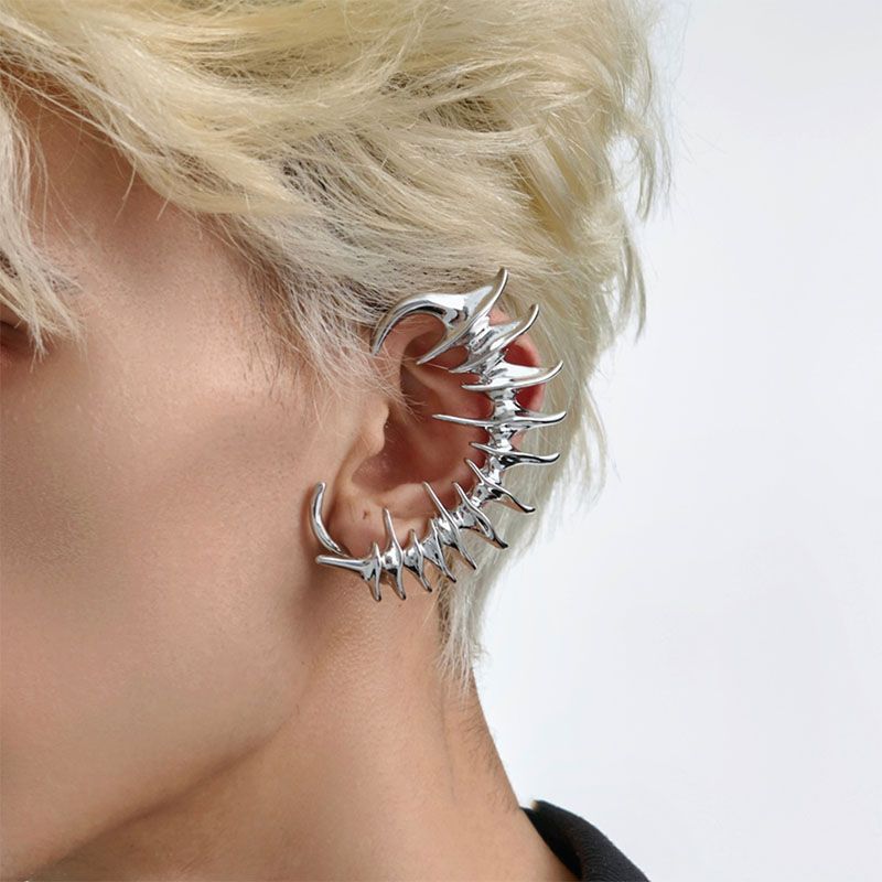 Spine and Skeleton Niche Ear Clips, Non-Pierced Ear Hooks, Mechanical Style, Personalized Punk Niche Design, High-End Ear Accessories