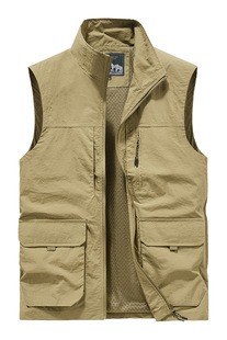 Multi-pocket Vest Men's Outdoor Quick-drying Casual Vest Thin Workwear Photography Fishing Collar plus size Waistcoat Clothes