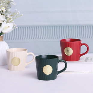 Xingba Wind Cup темно-зеленый рис белый медный значок кружка кружка для мужчин и женщин летняя водяная чашка большой емкости керамическая кофейная чашка