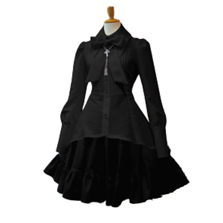 Cross-Border New European and American Lapel Bow Tie Waist Shirt Style Three-Dimensional Decorative Retro Solid Color Dress