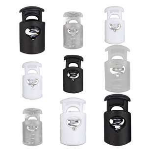 Factory in stock supply black and white nylon spring buckle single hole oval plastic rope buckle flat rope buckle