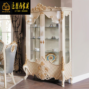 European Living Room Glass Wine Cabinet French Palace Decorative Cabinet Locker Double Door Large Wine Cabinet Display Cabinet Furn