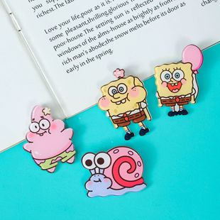 ins Cute Cartoon Spongebob Baby Brooch Acrylic Small Gift Decoration Badge Bag Accessories Pin Pendant