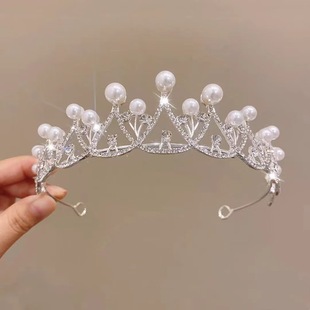 Birthday Crown Headwear Female Princess High End Crown Girls' Hair Clamp Headband Children's Little Girl Headband Bridal Hair Accessories
