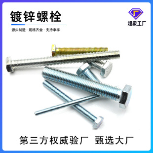 Blue and white zinc outer hexagon Bolt 4.8 grade lengthened full teeth half teeth screw GB30 galvanized screw factory wholesale