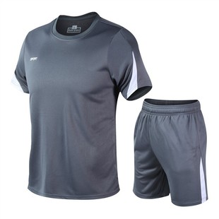 Suit men's casual plus size sportswear Ice Silk short-sleeved shorts quick-drying two-piece suit fat fitness running