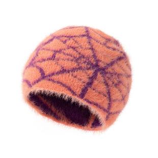 Spider web baotou fur ball warm windproof cold hat cross-border fleece-lined wholesale knitted hat winter design sense hat