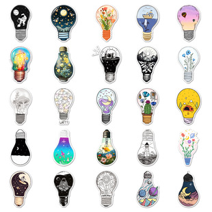 50 Light Bulb World Graffiti Stickers Personalized Cross-border Creative Decoration Skateboard Luggage Phone Case Water Cup Stickers