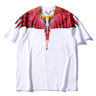 Foreign Trade Trendy Brand mb Short Sleeve Marcelo Classic Phantom Wings T-shirt Color Feather Lightning Blade Couple Half Sleeve t