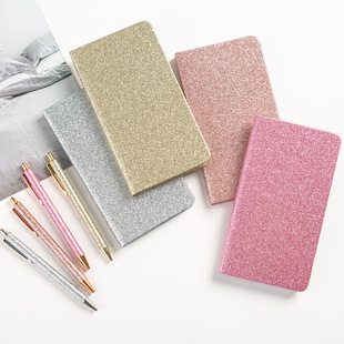 Gift notepad in stock supply gold powder A6 notebook suit printable logo diary notebook stationery gift box