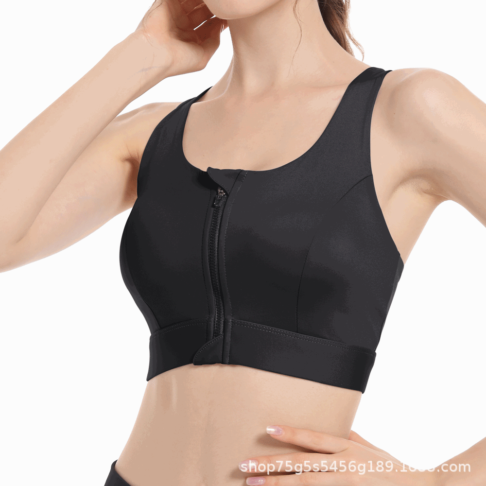 Front Zipper High Strength One-piece Sports Bra Shockproof Fitness Beauty Back Underwear plus size No Steel Ring Sports Underwear