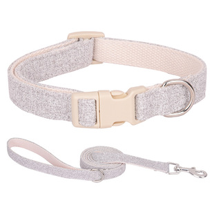 Amazon Cotton and Linen Buckle Collar Adjustable Pet Collar Medium and Large Dog Collar Comfortable Anti-Leg Dog Traction
