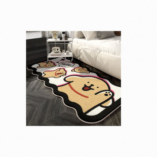 Line Puppy Imitation Cashmere Carpet Bedroom Dirt-resistant and Easy-to-take-care Anti-slip Blanket Cartoon Style Children's Room Anti-fall Bedside Blanket