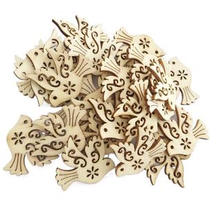 Cross-border supply laser wooden ornaments peace pigeon wood color DIY handmade home decoration wood chip in stock