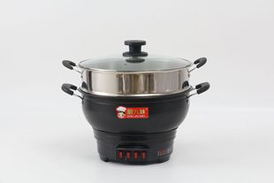 Multifunctional Electric Hot Pot Household Non-Stick Electric Wok Steaming, Stir-Frying and Stewing All-In-One Stir-Frying Thickeneded Electric Steamer Electric Hot Pot