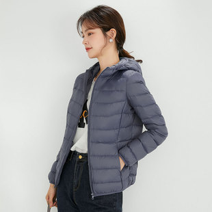 Light and thin down jacket women's autumn and winter 2022 new short 90 white duck down winter hooded slim casual coat tide