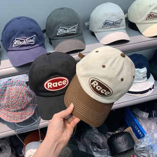 Race letter color matching embroidery dome age-reducing college style Korean style curved eaves baseball cap Women's 2023 new cap