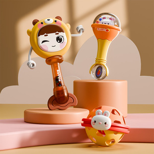Cross-border newborn baby toys 0-6 months baby soft rubber rattle grip rattle for men and women 1 year old early education sand hammer