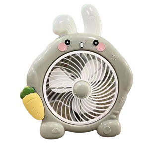 Cartoon Desk Fan Home Desktop Office Light Sound Energy Saving Fan Portable USB Charging Small Dormitory Fan